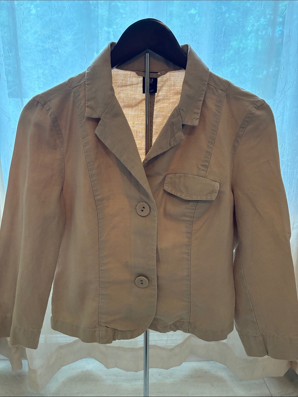GAP Women's Light Khaki Cotton Blazer